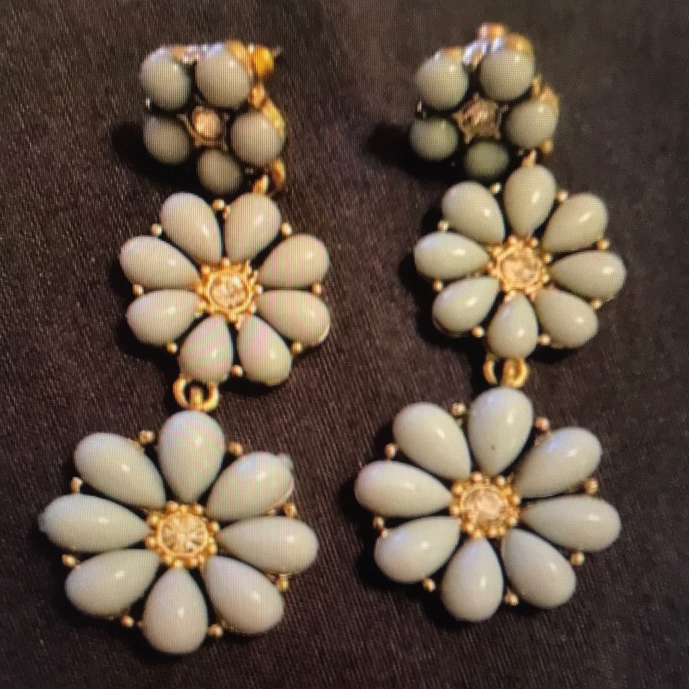 Elegant Floral Drop Earrings in Gold and Gray
